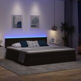  LED krevet za pohranu s madracem Crna 200 x 200 cm Baršun | Shoptok.si
