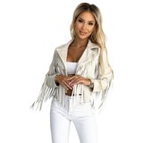 numoco basic 624-1 Short jacket with fringes made of soft eco leather - beige | shoptok.hr