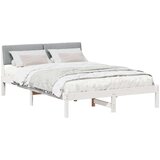  Okvir kreveta s uzglavljem Bijela i svijetlosiva 135 x 190 cm | shoptok.hr