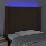 VidaXL LED posteljno vzglavje temno rjavo 83x16x118/128 cm blago Slike
