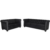 In dvosjed i trosjed Chesterfield od umjetne kože crni Cijene