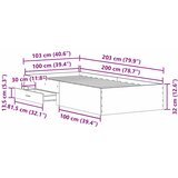  Krevetna konstrukcija Crni hrast 100 x 200 cm Konstruirano drvo | shoptok.hr
