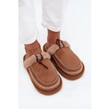 Boto Women's slippers with fur and embroidery brown Perivelle | shoptok.hr