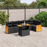 vidaXL Vrtna sedežna garnitura 7-delna z blazinami črn poli ratan | Shoptok.si