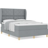 Box Spring Krevet s Madracem Svjetlosiva 140x200 cm Tkanina | shoptok.hr