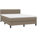 vidaXL Krevet box spring s madracem LED smeđesivi 140x190 cm tkanina | shoptok.hr