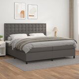 Maison Chic Box spring postelja - Vzmetna postelja z vzmetnico siva 200x200 cm umetno usnje SL2063, (21909103) | Shoptok.si