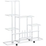 Stalak za cvijeće s kotačima 94,5 x 25 x 92,5 cm bijeli metalni | shoptok.hr