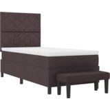  Krevet s nadmadracem i klupicom tamno smeđi 100x200 cm tkanina | shoptok.hr