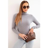 Kesi Włoski Women's viscose sweater with a turtleneck and long sleeves gray | shoptok.hr