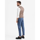 Ombre Fitted elegant men's vest with elastane and lapels - brown | Shoptok.si