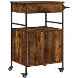  The Living Store Kuhinjski voziček dimljen hrast 56x43x89,5 cm inženirski les - Kuhinjski Voziček, (21442207) | Shoptok.si
