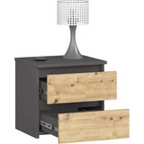 AKORD Cl2 Nočna Omarica, 2 Predala, Grafitno Siva/Hrast Artisan, (5000332032) | Shoptok.si
