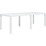 vidaXL Vrtna miza iz plastike 220x90x72 cm bela videz ratana Cene