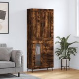 vidaXL Visoka komoda dimljen hrast 69,5x34x180 cm inženirski les | Shoptok.si