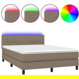  Box spring s madracem LED smeđesivi 140x200 cm tkanina | shoptok.hr