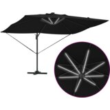 vidaXL Kantilever Roma Suncobran s LED-ima Crni 352x251x265 cm Aluminij | shoptok.hr