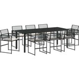  9-dijelni vrtni set za objed s jastučićima Crni Poli Ratan | shoptok.hr