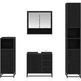 vidaXL Komplet pohištva za kopalnico s predalom 4 pcs Črni hrast | Shoptok.si