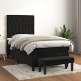 The Living Store Box spring postelja z vzmetnico črna 90x200 cm žamet - Box Spring Postelja, (21438506) Cene