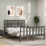 vidaXL Okvir kreveta s uzglavljem sivi 140 x 190 cm od masivnog drva | shoptok.hr