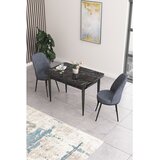 Hanah home trpezarijski set Nil, sto i 2 stolice, ploča u dekoru crnog mermera, dimno siva tkanina Babyface | Eponuda.com