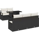  Set od 6 komada sofa za vrt s jastučićima crni poli ratan dvosjed sofa za vrt s odlaganjem i jastučićima crni poli ratan Cijene