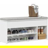 vidaXL Lavica za čevlje visokega sijaja bela 102x30,5x45 cm Cene