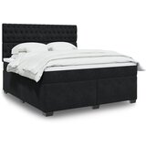 vidaXL Box spring postelja z vzmetnico črna 180x200 cm žamet | Shoptok.si