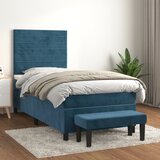  The Living Store Box spring postelja z vzmetnico temno moder 90x190 cm žamet - Box Spring Postelja, (21490273) Cene