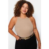 Trendyol Curve Plus Size Camisole - Beige - Fitted Cene