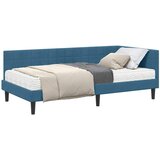 vidaXL Kutni krevetni okvir s madracem s uzglavljem 2 pcs Plava Baršun - Plava 90 x 190 cm | shoptok.hr