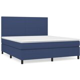 vidaXL Box spring postelja z vzmetnico modra 160x200 cm blago, (20896213) | Shoptok.si