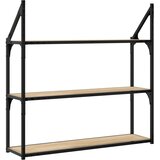  Zidna polica s 3 razine dimljenog hrasta 80x21x78,5 cm drvena | Eponuda.com