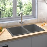 vidaXL kuhinjski umivalnik siv 760x480x184 mm granit Cene