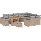  12-delna vrtna kavčna garnitura z blazinami bež poli ratan akacija | Shoptok.si