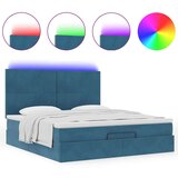 vidaXL Otomanski posteljni okvir z vzmetnicami moder 180x200cm žamet | Shoptok.si