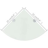 vidaXL Kutne police s nosačima 2 kom staklene bijele 25 x 25 cm | shoptok.hr