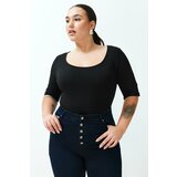 Trendyol Curve Black Fitted Knitted Blouse cene