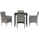 vidaXL 5-delni set vrtnih jedilnih krs Siva poli ratan | Shoptok.si