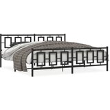  The Living Store Kovinski posteljni okvir z vzglavjem in vznožjem črn 193x203 cm - Posteljni Okvir, (21446433) | Shoptok.si