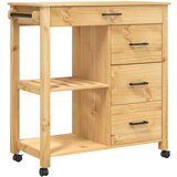 Furnova Kuhinjski voziček MONZA 84x40x90 cm trdna borovina, (21951303) | Shoptok.si