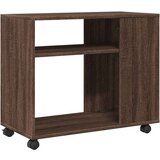 vidaXL Bočni stolić s kotačima boja smeđeg hrasta 70x35x60 cm drveni | shoptok.hr