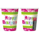  Set 6 kartonskih kozarcev z napisom Happy Birthday - roza | Shoptok.si
