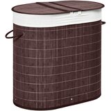 HOMCOM koš za perilo bambus, poliester-bombaž, kovina 62,5D x 37Š x 60,5V cm rjavo, (5000242308) Cene