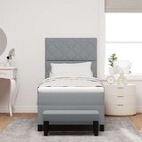vidaXL Krevet s box springom s madracem i klupom svijetlo sive boje 100x200 cm tkanina | shoptok.hr