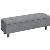 Nesta Sedežna klop s shrambo, temno siva, lanen videz, lesene noge, oblazinjena klop 138×40×45 cm, za hodnik, spalnico in dnevno sobo, (5000493310) | Shoptok.si