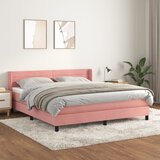  The Living Store Box spring postelja z vzmetnico roza 180x200 cm žamet - Box Spring Postelja, (21488713) Cene