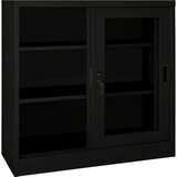 vidaXL omara z drsnimi vrati črna 90x40x90 cm jeklo | Shoptok.si