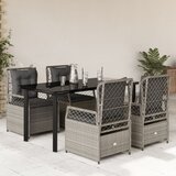 vidaXL 5-dijelni vrtni blagovaonski set od poliratana s jastucima sivi | shoptok.hr